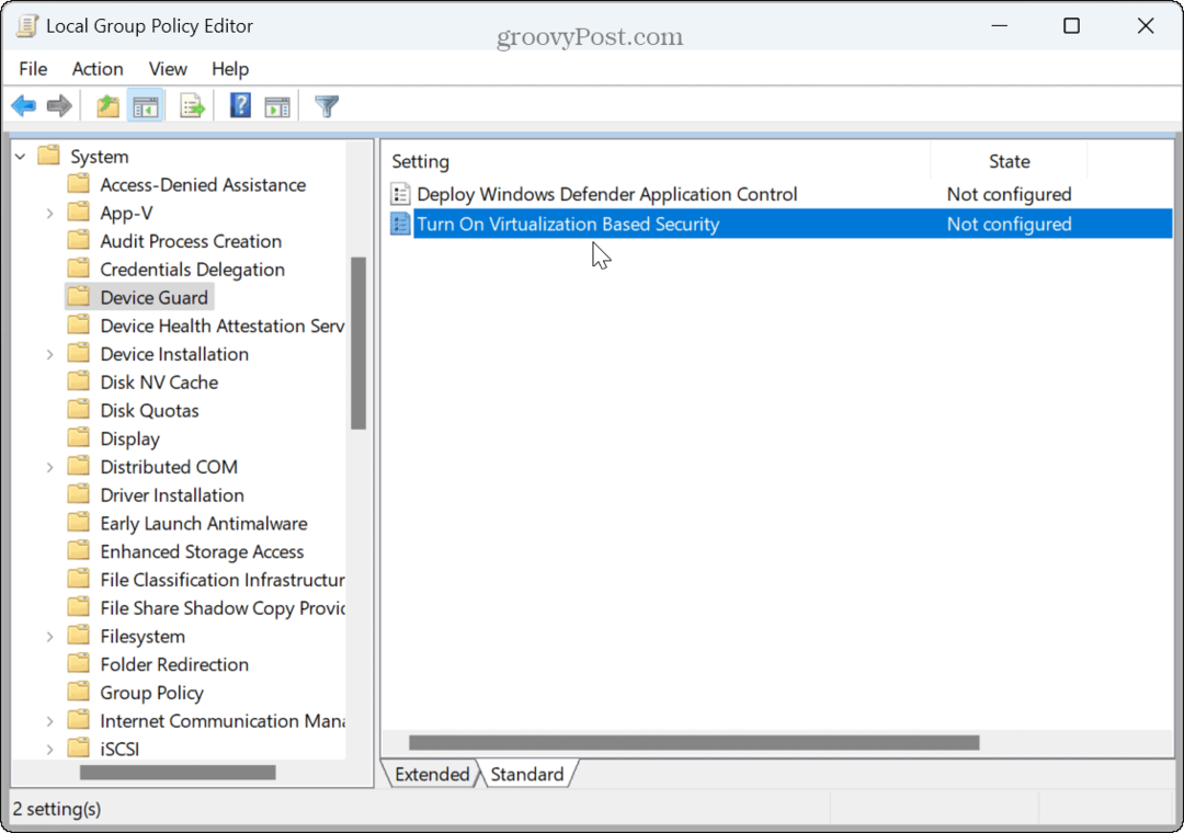 A Credential Guard kikapcsolása Windows 11 rendszeren
