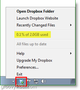 Dropbox képernyőképe - a dropbox rendszertálca ikonja sziklák