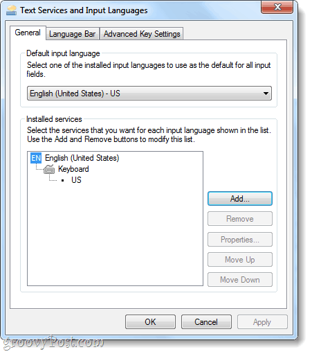 szöveges szolgáltatások és beviteli nyelvek a Windows 7 rendszerben