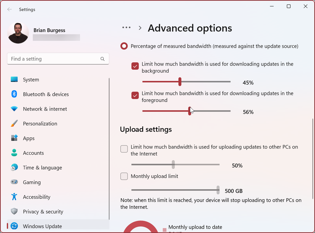 Korlátozza a sávszélességet a Windows 11 rendszerhez