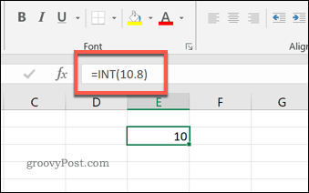 Az INT funkció az Excelben