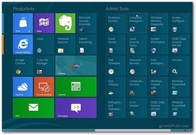 Adja hozzá az adminisztrációs eszközöket a Windows 8 kezdőképernyőjéhez