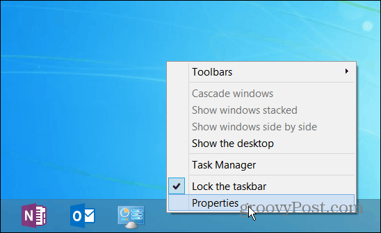 Tálca tulajdonságai Windows 8.1