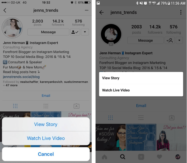 Az Instagram-profil látogatói kiválaszthatják, hogy melyik opciót nézzék meg a történeteidben, ha van egy visszajátszott videó és egy sztoris bejegyzésed.