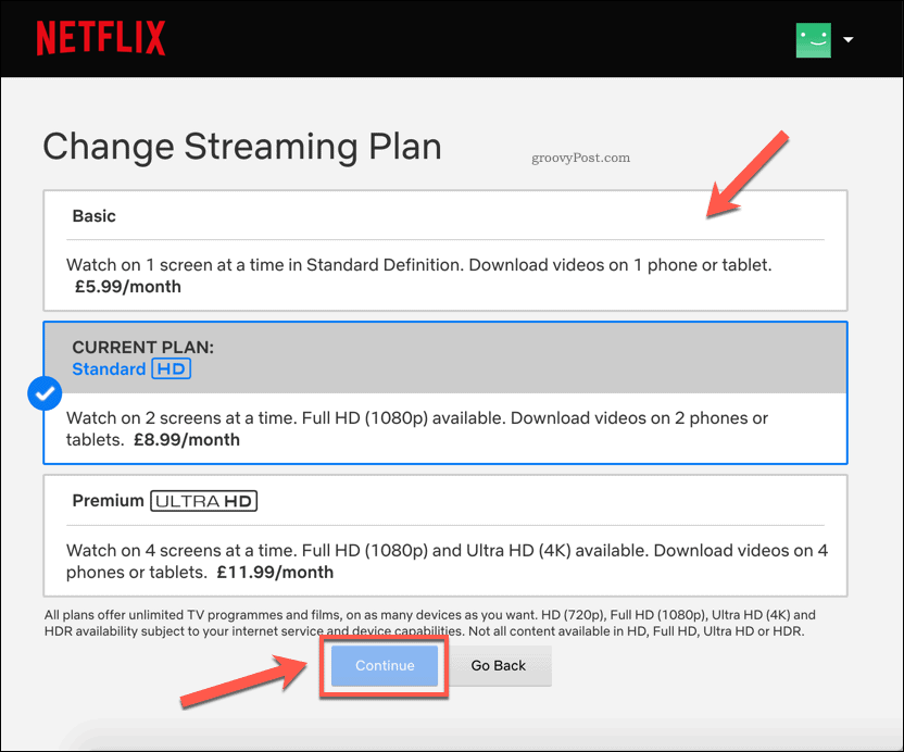 A Netflix előfizetési tervek módosítása