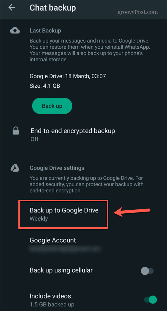 WhatsApp biztonsági mentés a Google Drive-ra