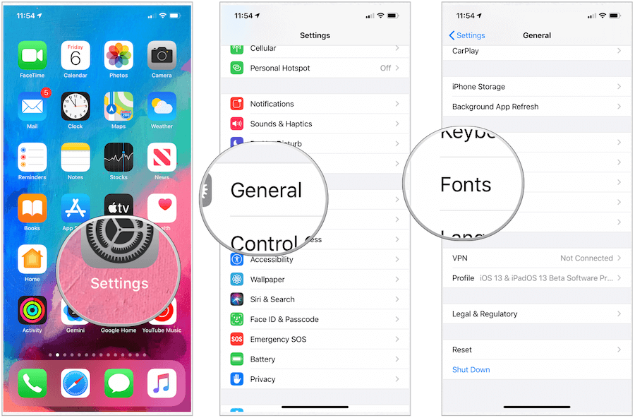 iOS 13 betűtípusok