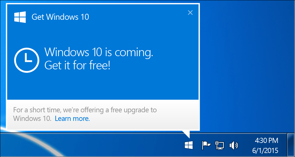 A Microsoft eltávolítja a Windows 10 frissítési nag értesítését