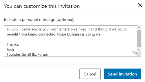 A LinkedIn Messages testreszabása, 4. lépés.