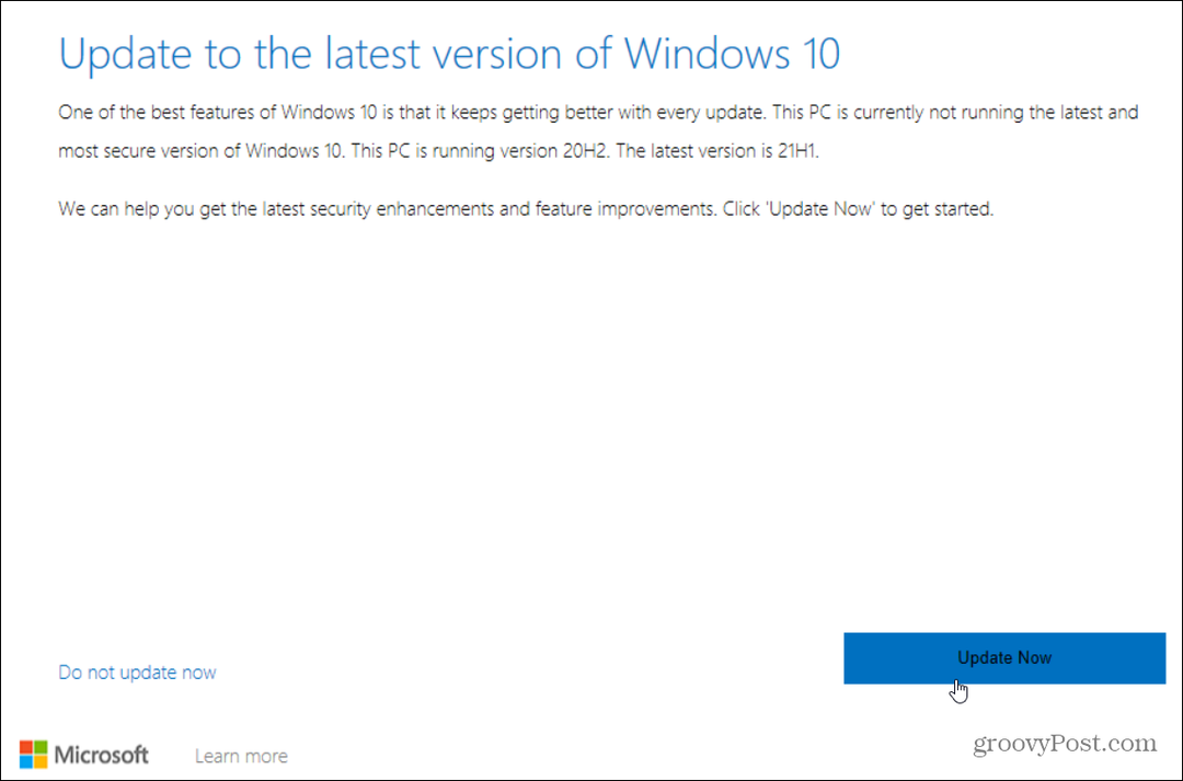 A Windows 10 21H1 2021. május frissítés telepítése