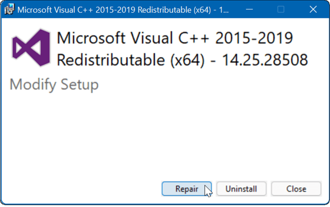 javítás Microsoft Visual C újraterjeszthető