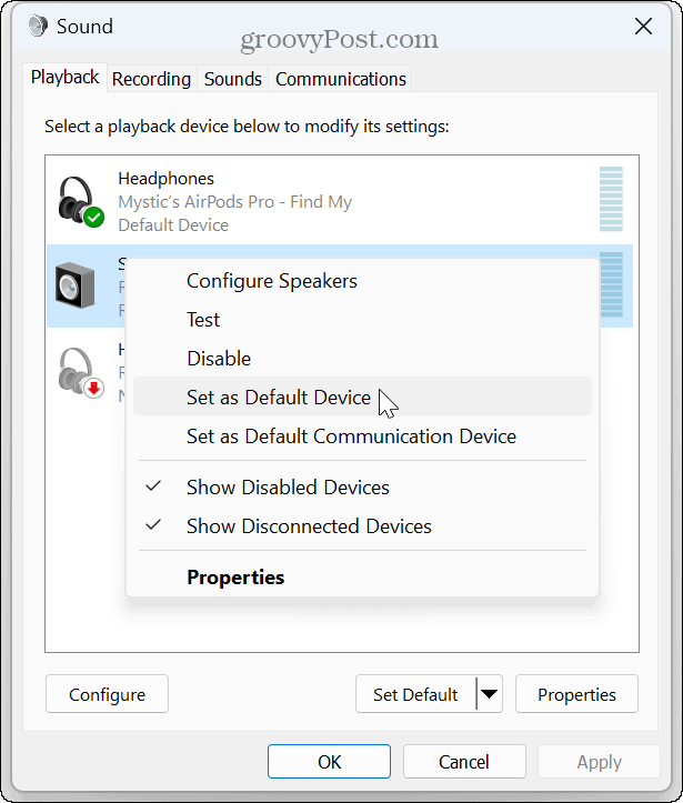 A Windows 11 nem észleli a fejhallgatót