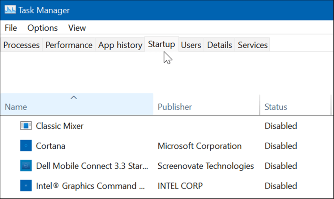 Feladatkezelő Indító lap Windows 11