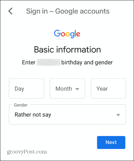gmail gyermek fiók születési dátuma