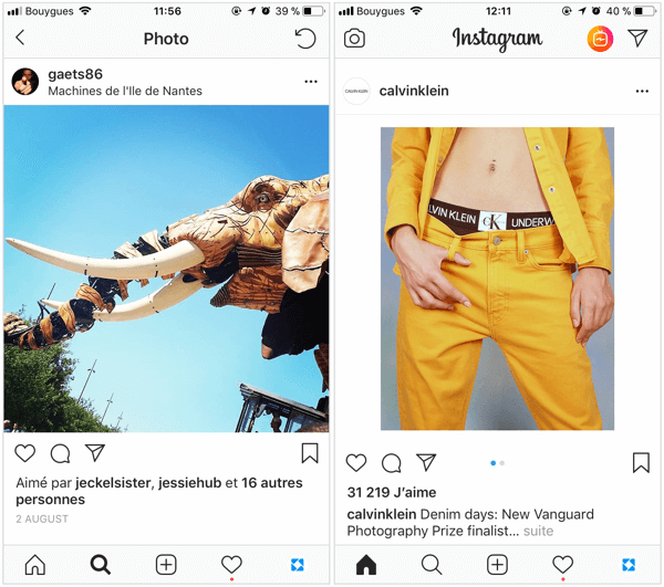 A négyzet alakú Instagram bejegyzés méretét 1080 x 1080 képpontra kell méretezni a hírcsatorna legjobb minősége érdekében, a hosszúkás Instagram bejegyzések pedig a legjobbak 1080 x 1350 képpontnál. 