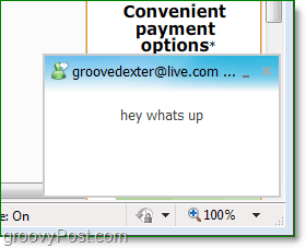 hol találhatók a Windows Live Messenger előugró ablakok, amikor online böngésző üzenetküldést használnak
