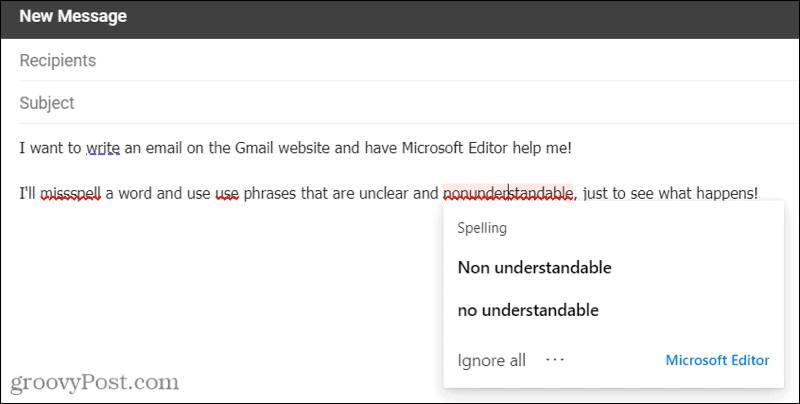 Microsoft Editor a Gmailben az Edge kiterjesztés használatával