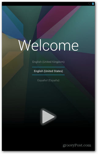 Nexus 7 üdvözlőképernyő
