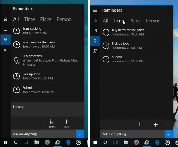 Windows 10 Cortana: Idő létrehozása, helyalapú emlékeztetők