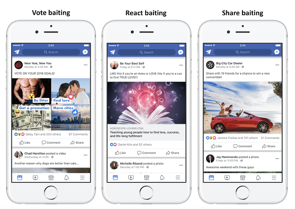 A Facebook leépíti azokat a bejegyzéseket, amelyek elkötelező csalival használják az elkötelezettség fokozását a nagyobb elérés érdekében.