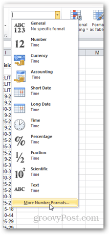 frissítse a szám formázását az Excel 2010-ben
