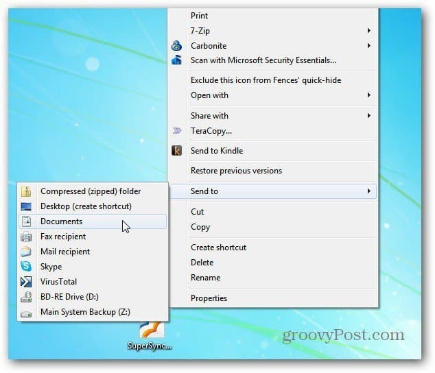 Windows 7 jobb egérgombbal rendelkező menü: Másolás hozzáadása és áthelyezés a mappába parancsok