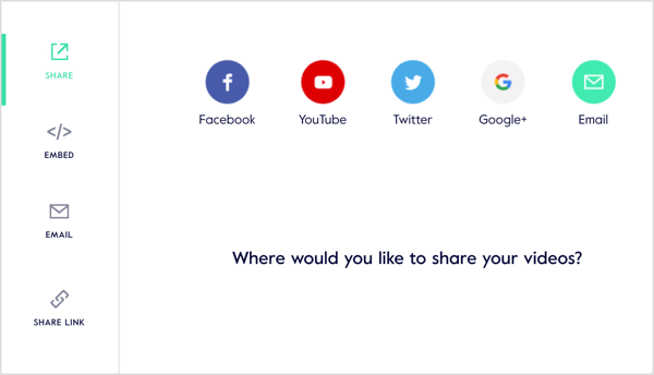 Ossza meg videóját a közösségi médiában, hozzon létre megosztható linket, küldje el e-mailben, vagy ágyazza be a webhelyére.