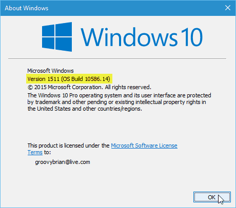 A Windows 10 frissítési verziója