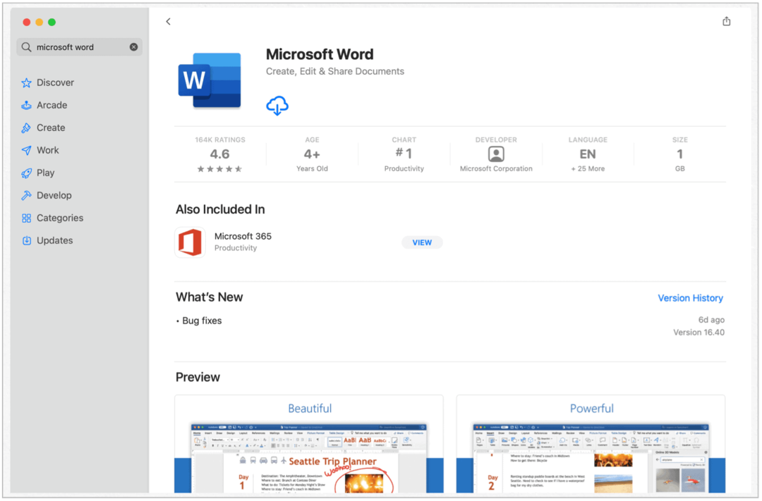 Microsoft Word a Mac App Store-ban