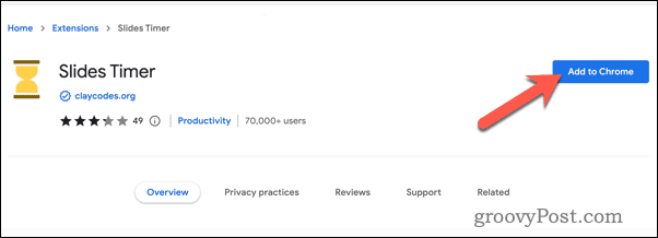 A Slides Timer Chrome-bővítmény telepítése