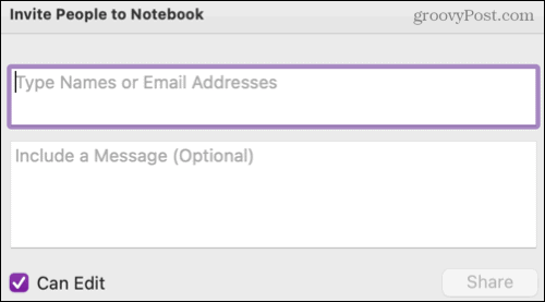 Jegyzetfüzet megosztása a Mac OneNote -jában