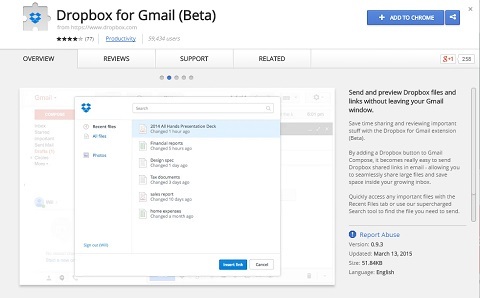 dropbox a Gmailhez