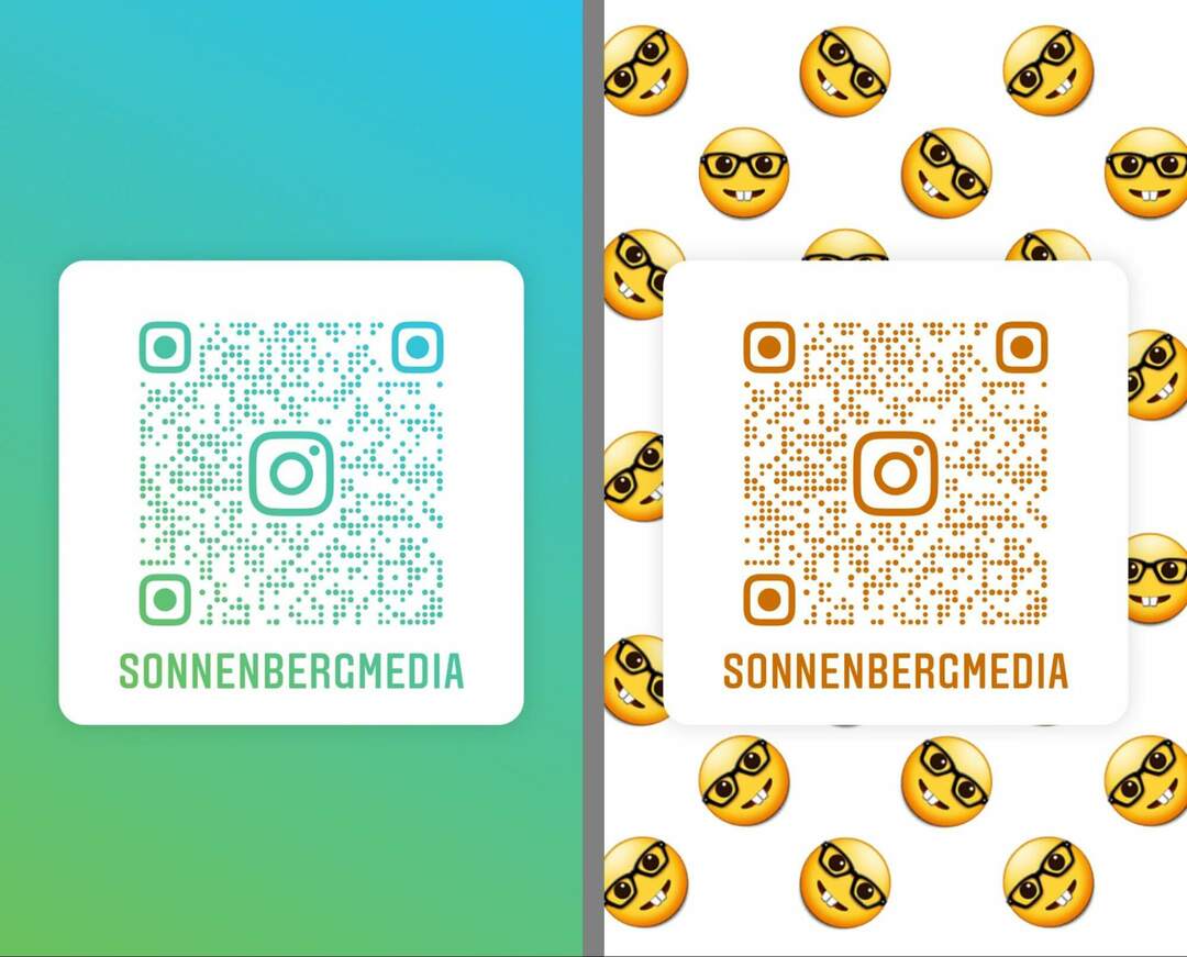 hogyan kell-hozni-instagram-qr-kódot-megosztani-profil-változtatás-szín-tervezési lehetőségek-emoji-pattern-sonnenbergmedia-example-12