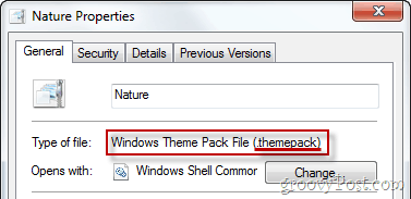 A Windows Theme Pack fájl tulajdonságai