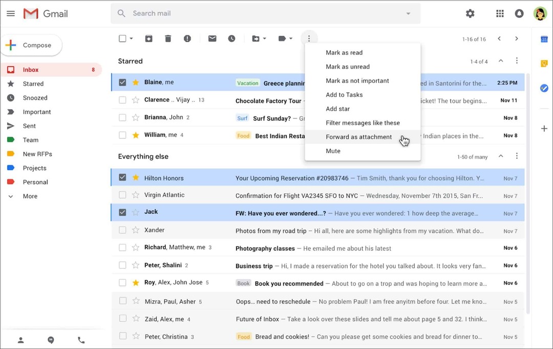 A Google lehetővé teszi e-mailek küldését mellékletként a Gmailben