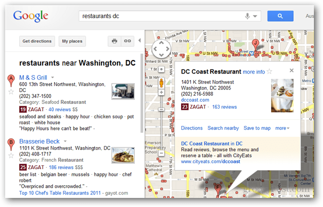 A Google integrálta a Zagat és a Google+ barátai véleményét a Google Maps keresési eredményei között