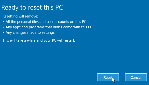 Állítsa vissza a Windows 10 PC-t