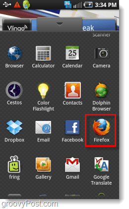 Firefox az alkalmazásfiókból