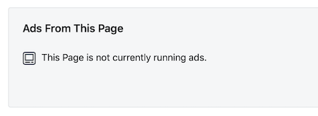 "Ez az oldal jelenleg nem jelenít meg hirdetéseket" üzenet a Facebook oldalhoz