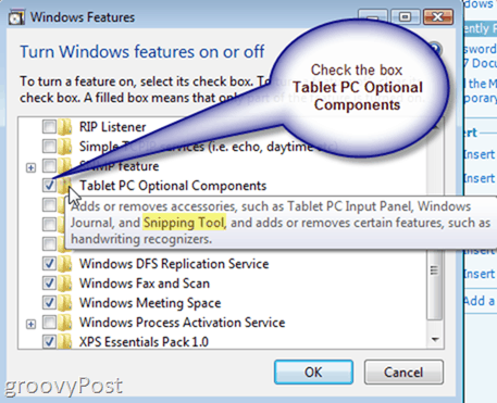 A Windows Vista snipping eszköz engedélyezése vagy telepítése