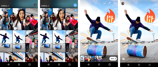 Az Android-felhasználók mostantól képesek egyszerre több fotót és videót feltölteni Instagram-történeteikbe.