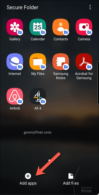 Android Secure Folder alkalmazások hozzáadása ikonra