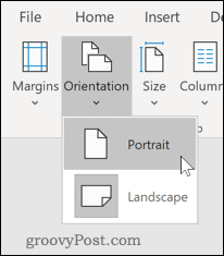 Az oldal portré üzemmódba állítása a Word programban