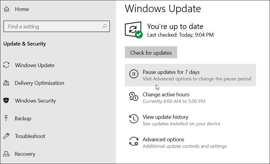 Szüneteltesse a Windows 10 frissítéseit