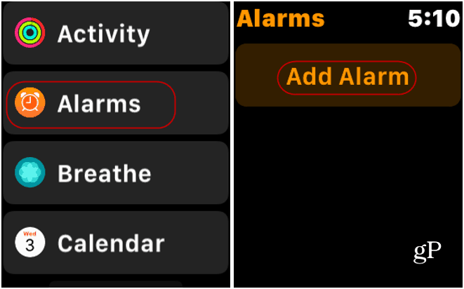 Alarms App Apple Watch
