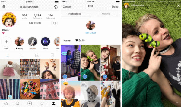 Az Instagram Stories Highlights lehetővé teszi a felhasználók számára, hogy kiválasszák és csoportosítsák a múltbeli történeteket megnevezett gyűjteményekbe.