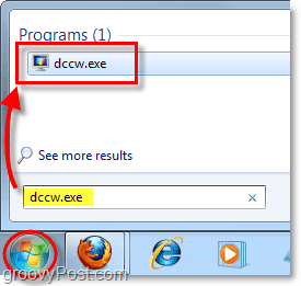 indítsa el a dccw fájlt a Windows 7 Start menüjéből