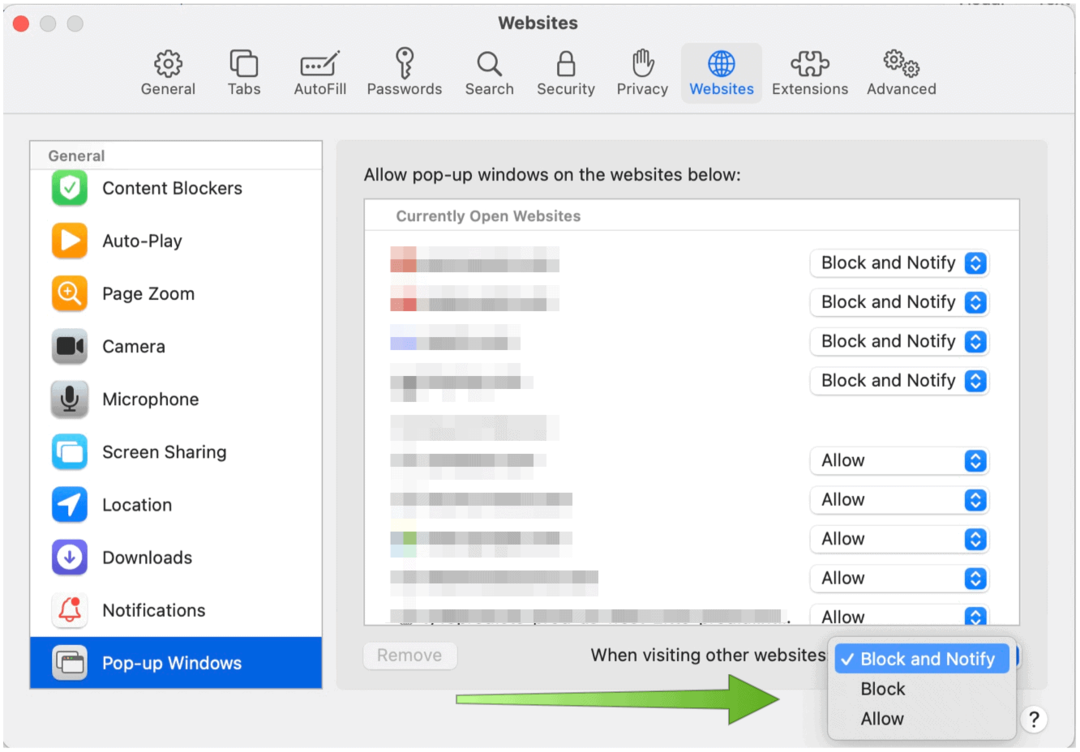 A Safari for Mac blokkolja a felugró ablakokat