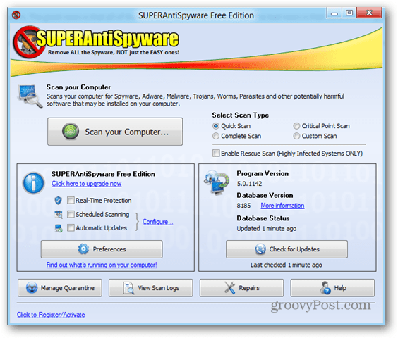A SuperAntiSpyware egy félelmetes anti-malware segédprogram