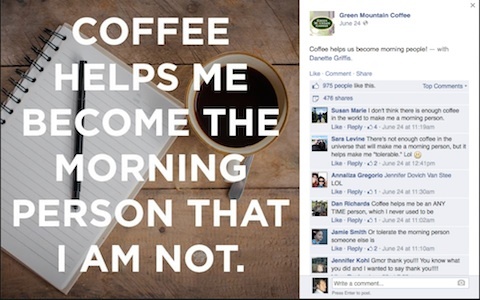 zöld hegyi kávé instagram kép
